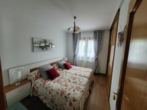 ArráyozGamioa-ttiki的一间卧室配有一张带红色枕头的床
