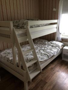 TvååkerInga-Majs stuga的客房内的一张双层床