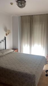 内尔哈巴尔肯德卡拉贝欧公寓酒店的一间卧室设有一张大床和一个窗户。