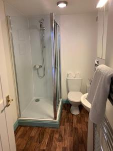 皮布尔斯The Snug, a great flat in the heart of Peebles.的带淋浴和卫生间的浴室