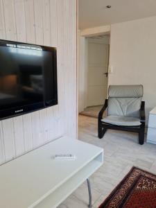 赫加奈斯47 By the sea的客厅配有平面电视和椅子。