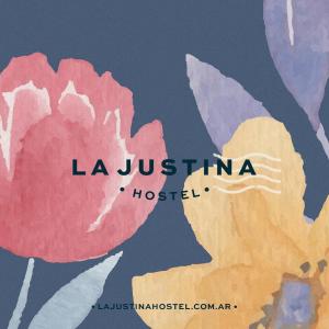 圣卡洛斯-德巴里洛切La Justina Hostel的一本花画,上面写着“劳斯姆医院”