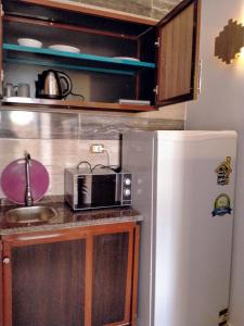 达哈布Villa 22的厨房配有微波炉和冰箱。