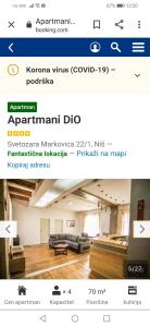 尼什Apartmani DiO的客厅网页的屏幕