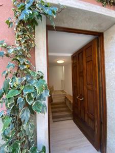 基奥贾Casa Vacanze Giorgetta Palazzina privata di due piani的通往种植植物的走廊的门