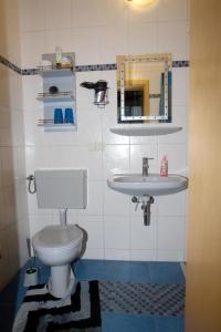奥拉宁鲍姆Ferienwohnung Matthisson的一间带卫生间和水槽的浴室