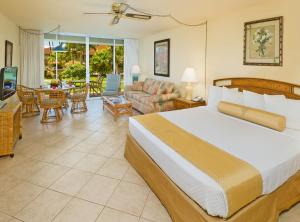 拉海纳雅诗顿毛伊卡阿纳帕利别墅酒店的一间卧室设有一张床和一间客厅。
