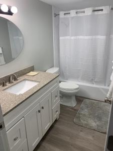 安克雷奇The Chugach at 1400K的一间带水槽、卫生间和镜子的浴室