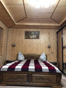 普拉韦Карпатська ніч的一间卧室配有一张带两个枕头的床