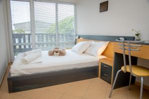 洛泽内茨Villa Beni ~ 4-Bedroom Private House的一间卧室,床上有泰迪熊