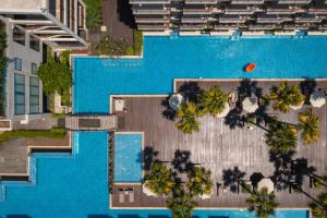 芭东海滩Baan Laimai Beach Resort & Spa - SHA Extra Plus的享有棕榈树游泳池的顶部景致