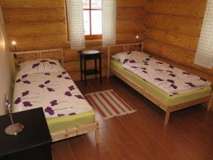 PohorskoChalet Lazny by Interhome的小木屋内一间卧室,配有两张床