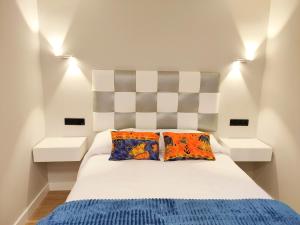 奥维多OVIEDO CENTRO SANTA CLARA PISO DE LUJO的一间卧室配有带2个枕头的床