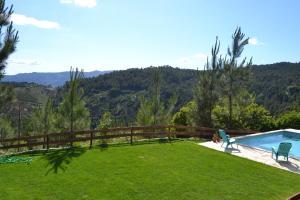 吉尔斯Casa do Vale - Casa da Montanha - Gerês的后院设有游泳池和绿色草坪