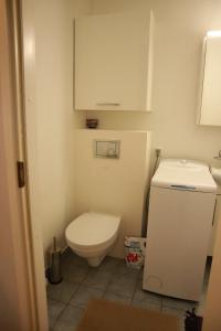 库雷萨雷Maria Apartment Tolli põik的一间带卫生间和水槽的小浴室