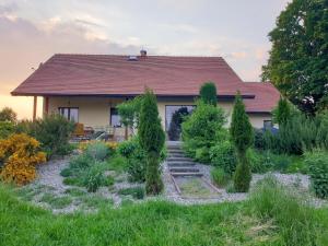 Jeżów SudeckiApartament Panorama的前面有花园的房子
