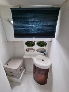 希洪Experiencia en el mar Gijon C的一间带卫生间和水槽的小浴室
