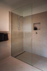 塔南达Basedow Haus的浴室里设有玻璃门淋浴