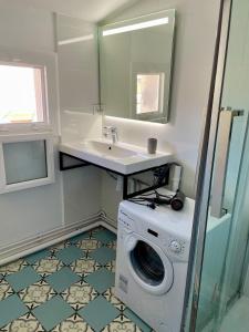 佩皮尼昂Appartement Prox Lycée Arago的一间带洗衣机和水槽的浴室