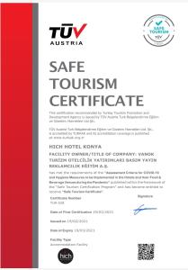 科尼亚科尼亚高酒店的红色和白色的旅游地证书的传单