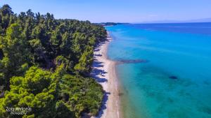 克里皮吉Amazing Sea View Maisonette Sea La Vie Villa的享有树木繁茂的海滩和海洋的空中景致