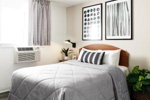 亚特兰大InTown Suites Extended Stay Atlanta GA - West Midtown的一间卧室设有一张床和一个窗口