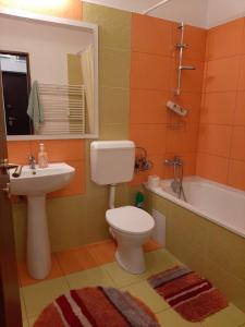 阿拉德ARAD Chic Apartament UTA的浴室配有卫生间、盥洗盆和浴缸。