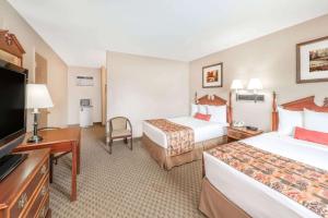 肖洛首罗戴斯酒店的酒店客房设有两张床和一台平面电视。