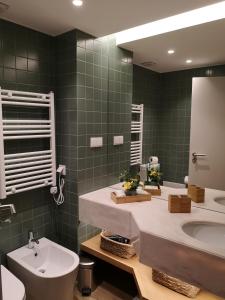 金塔湖Victory Village 16F的一间带水槽、卫生间和镜子的浴室