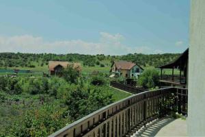 BodCasa Andreea. Cheerful 4-bedroom villa的阳台享有农场及其房屋和树木的景致。