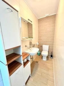 普拉Apartment Lounge的一间带卫生间和水槽的小浴室