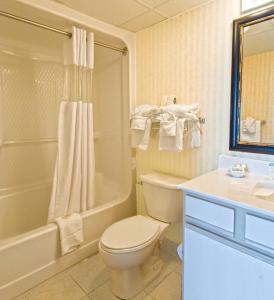 默特尔比奇美特尔海滩海湾景度假酒店的浴室配有卫生间、浴缸和水槽。