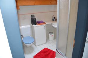 格荣Logement chez l'habitant étage indépendant的一间带卫生间和水槽的小浴室