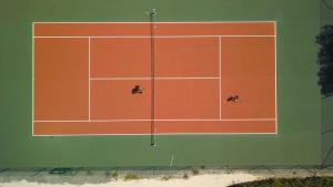 圣艾格夫Le Clos de Saint Aygulf的网球场,上面有两匹马