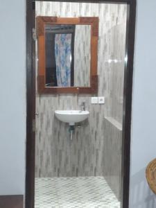 沙努尔巴里岛塞尼亚酒店的一间带水槽和镜子的浴室