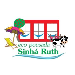 布罗塔斯Eco Pousada Sinhá Ruth - Um Refúgio Natural em frente a Represa!的一辆载有牛和雨伞的火车的标志