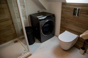 阿姆博斯l'Atelier du menuisier的一间带洗衣机和卫生间的浴室