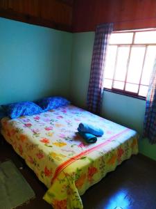 伊塔蒂亚亚POUSADA DO BAR- BUDO的一间卧室配有一张床,上面有电话