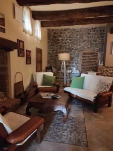 BottanucoLe vigne sull’Adda的客厅配有家具和石墙