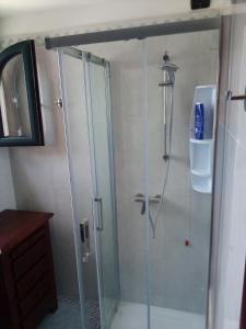 斯佩基亚Attico Matine的浴室里设有玻璃门淋浴