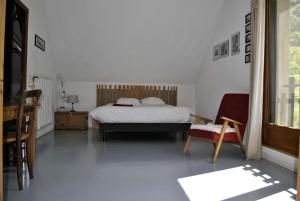 La Motte-en-ChampsaurAUBERGE GAILLARD的一间卧室配有一张床和一把椅子