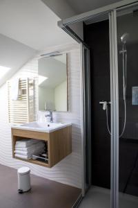 马蒂尼威尔Campanile Martigny的一间带水槽和镜子的浴室