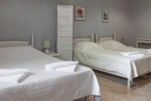 干尼亚Narkissos 'SUPERB'的一间卧室配有两张床和镜子