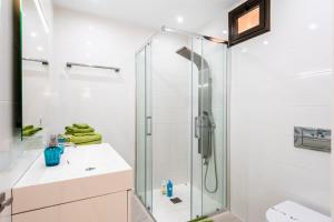 美洲海滩Tenerife South Apartments的带淋浴和盥洗盆的浴室