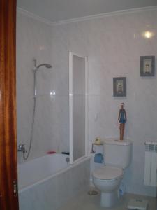 HelgueraTranquilidad en helguera的一间带卫生间、浴缸和淋浴的浴室