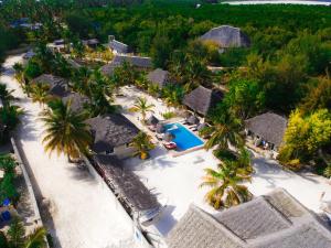 米查维Kikoi Boutique Hotel的享有度假村的空中景致,设有游泳池和棕榈树