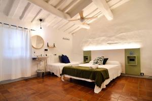 帕拉弗鲁赫尔埃斯特雷亚酒店的一间卧室配有两张床和吊扇