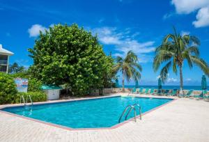 乔治敦Beach Living at Plantation Village BLGS的一座棕榈树和海洋游泳池