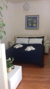布伦托尼科Casa Criss的一间卧室配有一张床,上面有两条毛巾