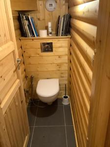 ÉgatChalet Les Sorbiers的小木屋内的小浴室设有卫生间